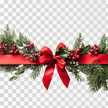 christmas single ribbon horizontal on a white background