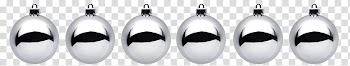 Christmas, six gray Christmas baubles transparent background PNG clipart