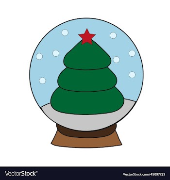 christmas snow ball with tree and snowflakes