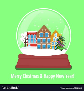 Christmas snow globe with amsterdam houses vector image