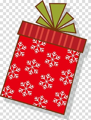Christmas Snowflake Gift, Gift boxes painted red snowflake pattern transparent background PNG clipart