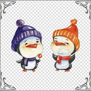 Christmas snowman painted watercolor transparent background PNG clipart