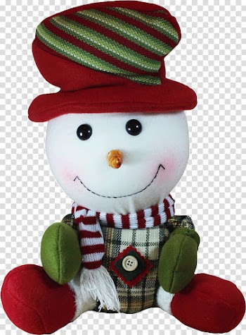 Christmas, snowman plush toy transparent background PNG clipart