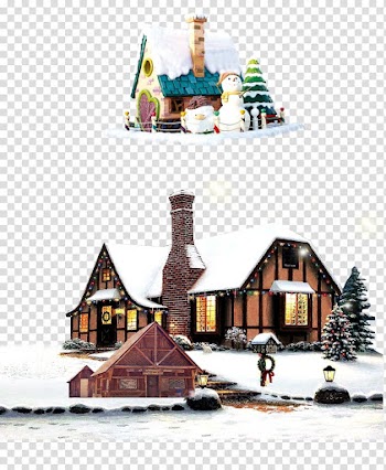 Christmas Snowman , Santa's house transparent background PNG clipart