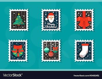 christmas stamps flat style collection