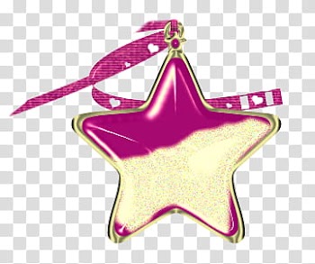 Christmas Star Baubles, gold and pink star pendant transparent background PNG clipart