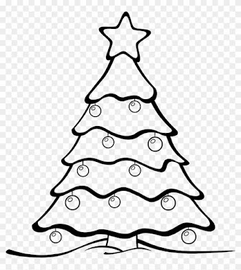 Christmas Star Clip Art Black And White Black And White - Merry Christmas Tree Drawing