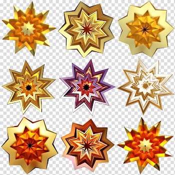 Christmas stars, stars in assorted colors collage transparent background PNG clipart