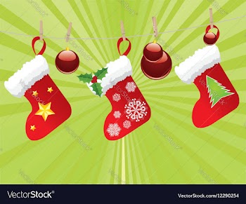 Christmas Stockings on Rope4 vector image