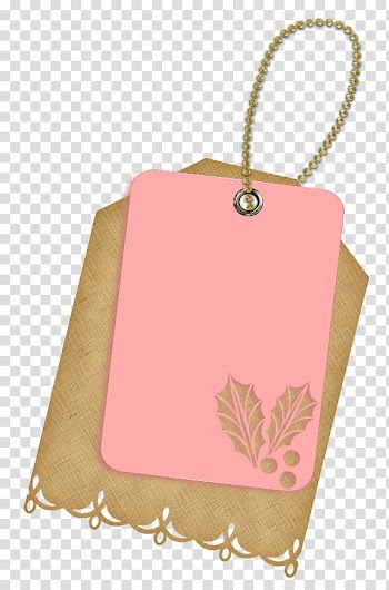 Christmas tags, pink ball-chain card keychain transparent background PNG clipart