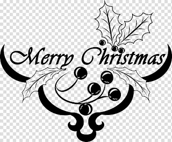 Christmas text , black and white mistletoe transparent background PNG clipart