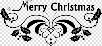 Christmas text , black and white transparent background PNG clipart