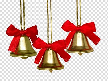Christmas , three gold bells transparent background PNG clipart