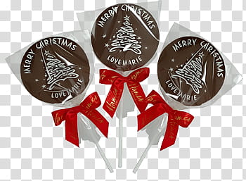 Christmas, three white-and-black Merry Christmas lollipops transparent background PNG clipart