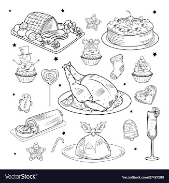 Christmas traditional food and drink set vector image