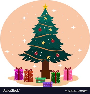 christmas tree and gift toy cat baground