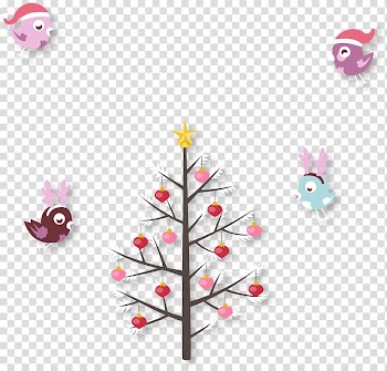 Christmas tree Bird Christmas card, Christmas tree and birds transparent background PNG clipart