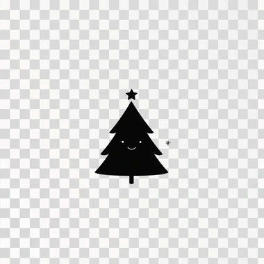 Christmas tree character outlined in thick simple lines, sim