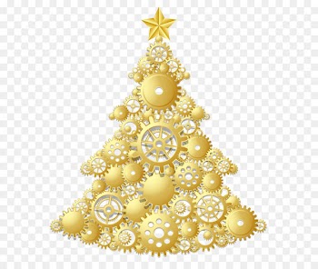 Christmas tree Christmas Day Christmas ornament Clip art - Gold Steampunk Christmas Tree PNG Clipart 