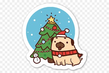Christmas tree Christmas Day Pug Sticker Yule - christmas tree 