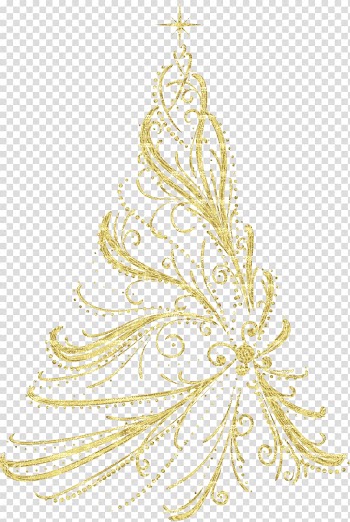 Christmas tree Christmas ornament , Golden Decorative Christmas Tree , yellow floral illustration transparent background PNG clipart