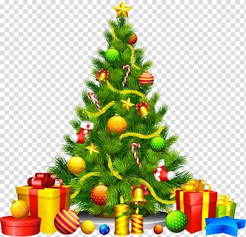 Christmas tree Christmas ornament , Large Christmas Tree with Presents , multicolored Christmas tree illustration transparent background PNG clipart