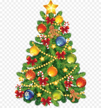Christmas tree Clip art - Large Transparent Christmas Tree with Gingerbread Ornament Clipart 
