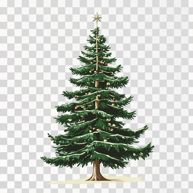 Christmas tree, decorated Christmas tree, vector picture, wh