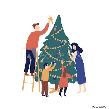 Christmas tree decoration flat vector illustration
