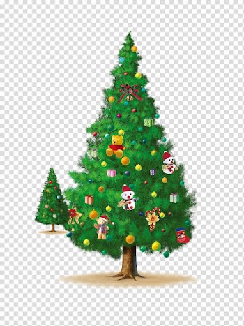 Christmas tree Elements Merry Christmas, Two Christmas trees transparent background PNG clipart