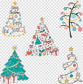 Christmas tree Euclidean Drawing, Hand-painted Christmas tree transparent background PNG clipart