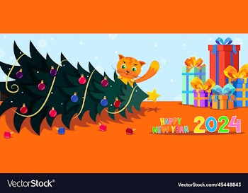 christmas tree felled by a cat