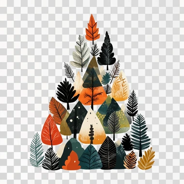 Christmas tree flat design illustration, white background