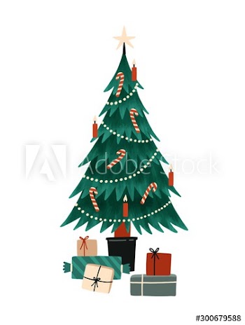 Christmas tree flat vector illustration