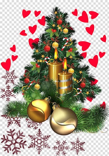 Christmas tree Gift, Christmas tree covered with gifts and red love transparent background PNG clipart