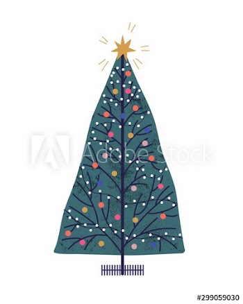 Christmas tree hand drawn vector illustration