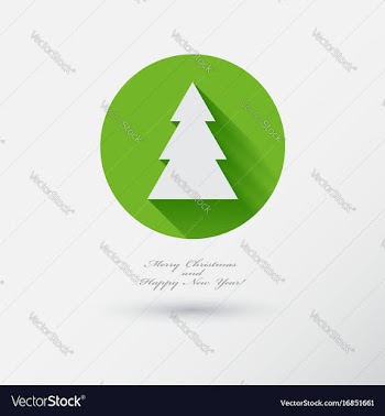 Christmas tree icon with long shadow vector image