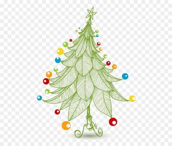 Christmas tree New Year tree Christmas card - Cartoon Christmas tree decoration painted leaves 