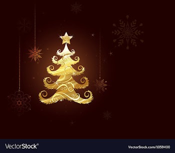  					Christmas tree of gold foil vector image														
