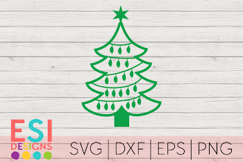 Christmas Tree Outline With Lights | SVG DXF EPS PNG