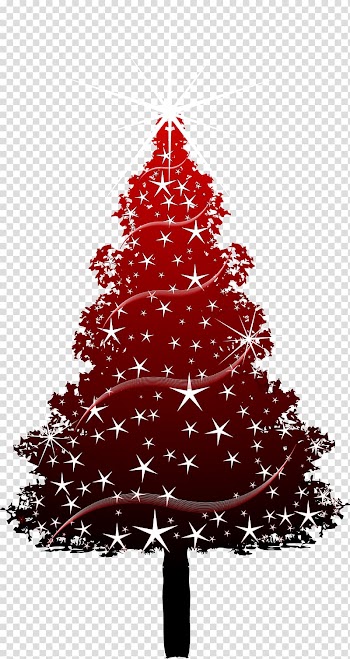Christmas tree Red, Cartoon Red Christmas tree transparent background PNG clipart