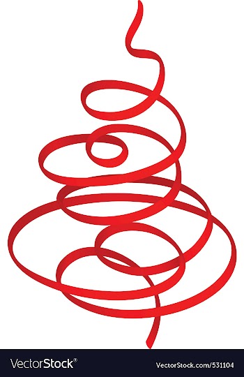 Christmas tree red ribbon vector image
