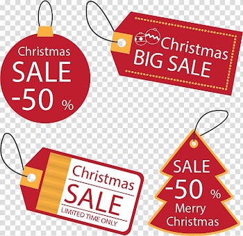 Christmas tree Sales Discounts and allowances, Red Christmas discount tags transparent background PNG clipart