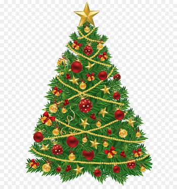 Christmas tree Santa Claus Christmas decoration Christmas ornament - Large Transparent Christmas Tree with Red and Gold Ornaments Clipart 
