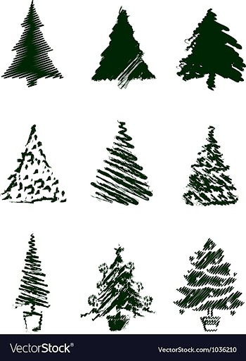  					Christmas Tree Sketches vector image														