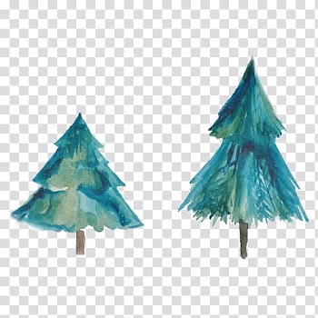Christmas tree Watercolor painting, Two Christmas tree transparent background PNG clipart