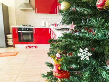 Christmas Tree With Baubles and String Lights