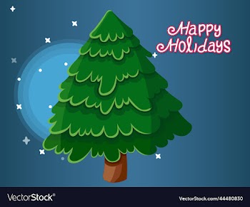 christmas tree with happy holiday text effects