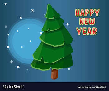 christmas tree with happy new year text effects