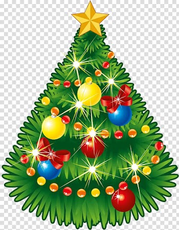 Christmas tree with ornament illustration, Christmas tree Star of Bethlehem Tree-topper , Christmas Tree with Star transparent background PNG clipart